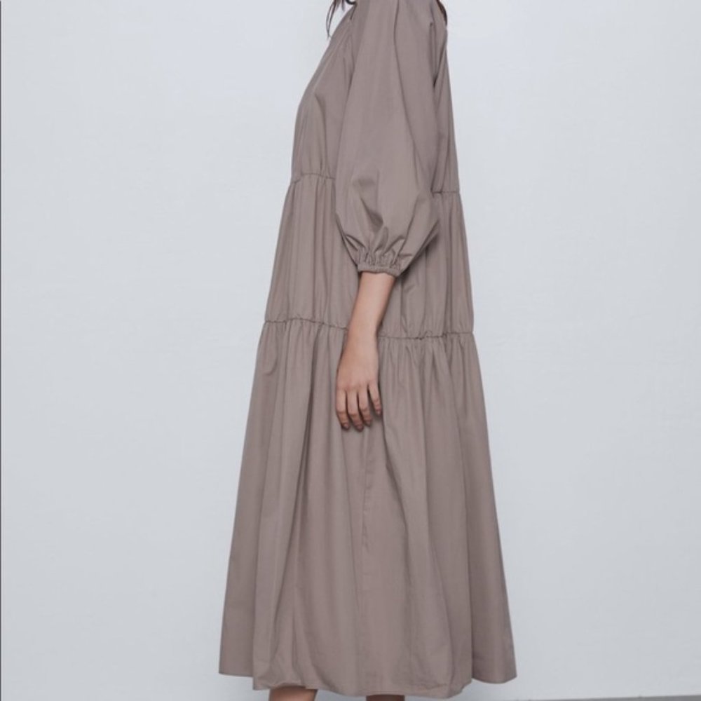 Zara poplin dress bloggers favorite tiered - Picture 4 of 5